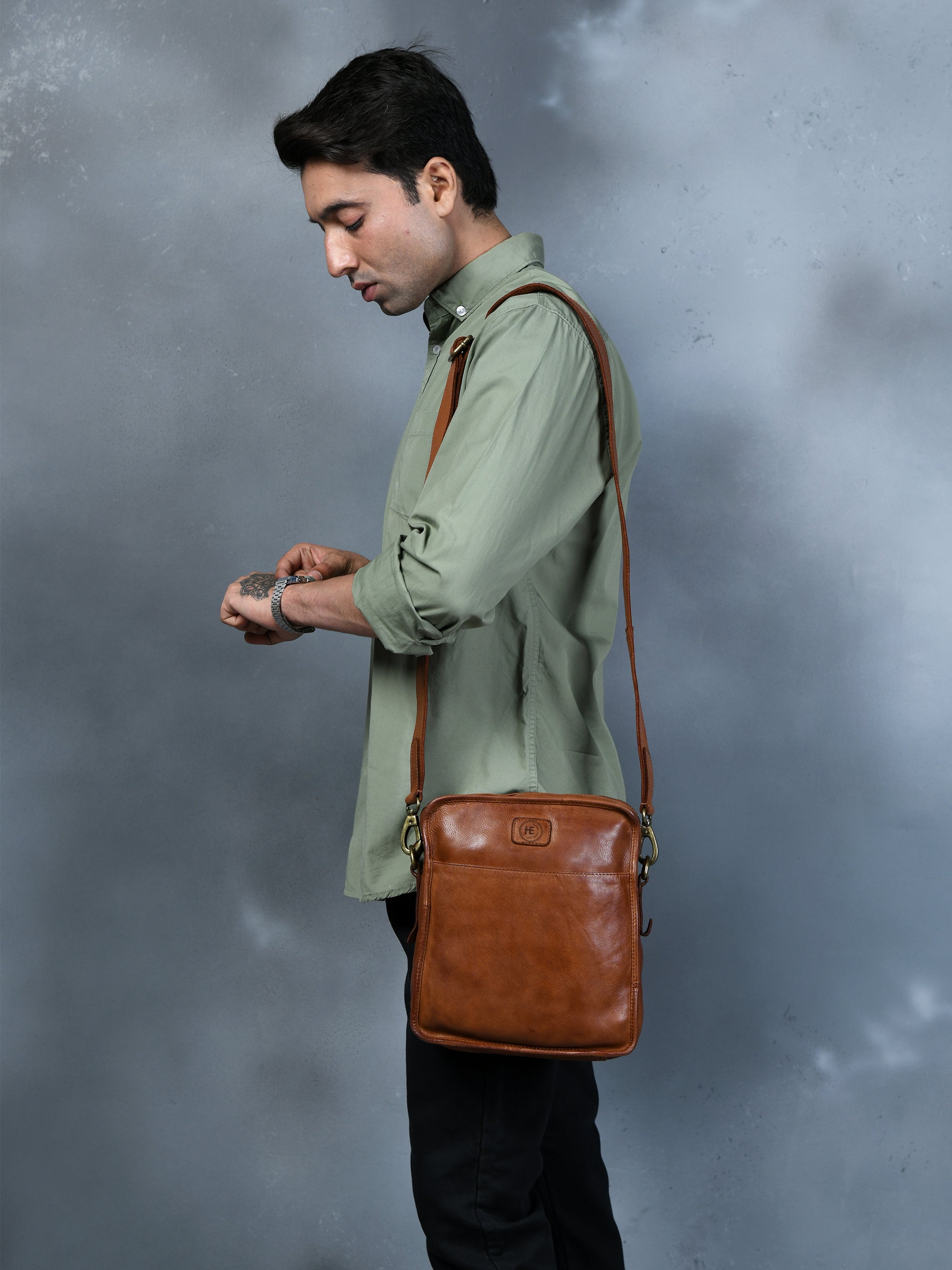 Verdant Trail Leather Sling Bag